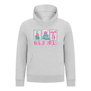 Everyday Kids Christmas Collection Holly Jolly Girls Pullover Hoodie – Pink Holiday Sweatshirt - 1 of 4