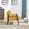 Velvet Upholstered Mid-Century Modern Accent Armchair with Soft Cushioned Seat, Padded Armrests and Solid Rubberwood Frame - 3 of 4