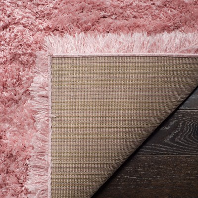 Light Pink Round Hand-Knotted Shag Area Rug