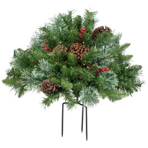 Northlight Pre-Lit LED Mixed Cashmere Urn Filler Christmas Garden Stake - 20" - 1 of 4