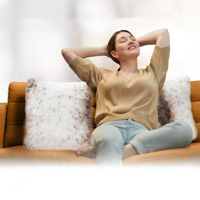 Set of 2 Faux Fur Animal Print Throw Pillows