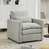 Vynxaria 31.9" Modern Oversized Upholstered Armchair Light Grey Chenille, Double-Layer Cushions, Ergonomic Curved Armrests, Detachable Lumbar Pillow - 2 of 4