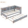 Daybed with Twin Trundle, Wooden Day Bed Pull Out with USB Ports and Storage Shelf, Twin Size Frame for Kids or Guests-Maison Boucle - 4 of 4