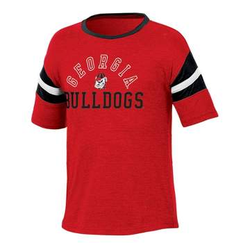 NCAA Georgia Bulldogs Girls' Short Sleeve Striped Shirt