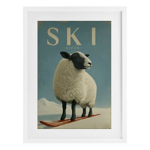 Stupell Industries Ski Aspen Sheep Framed Print Under Glass Art - 1 of 4