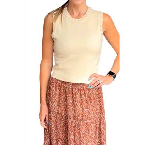 Women's Pearl Detail Sleeveless Top - entro - image 1 of 4