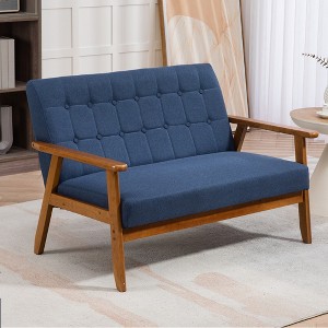 MOONMISS Mid-Century Modern Solid Loveseat Settees Upholstered Linen Loveseat,2 Seater Cushioned Couch for Small Spaces - 1 of 4