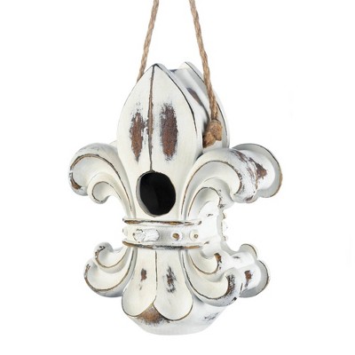 8.25" Fleur De Lis Polyresin Birdhouse White - Zingz & Thingz