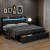 Whizmax King/Queen/Full Size Led Bed Frame with Headboard and 2 Storage Drawers, Upholstered Platform Bed with Charging Station, No Box Spring Needed - image 2 of 4