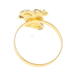 Unique Bargains Napkin Rings Stainless Steel Red Green Gold Tone 1 Pc - 1 of 3