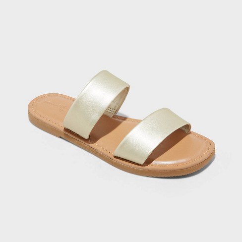 Gold 2024 footbed sandals