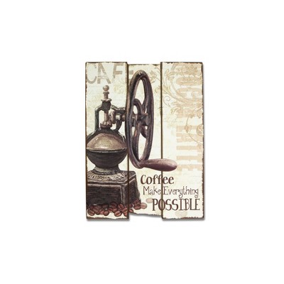 Melrose 21" Ivory and Brown "Coffee Makes Everything Possible" Coffee Bean Wall Plaque