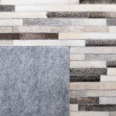 Ivory Geometric Hand-Knotted Cowhide Area Rug - 3' x 5'