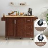 Maliang Kitchen Island with Drop Leaf Countertop, Rolling Kitchen Island Cart , with Storage Cabinet and Tower Rack - 4 of 4