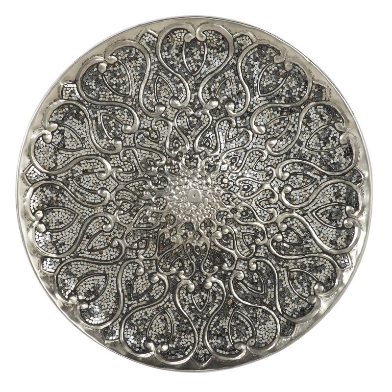 Metal Plate Wall Decor with Embossed Details Silver - Olivia &#38; May, 1 of 6