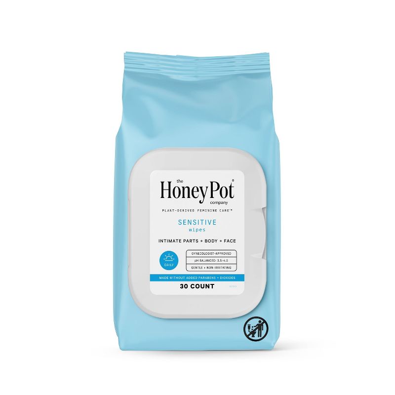 The Honey Pot Company, Sensitive Daily Feminine Cleansing Wipes, Intimate Parts, Body or Face, 1 of 12