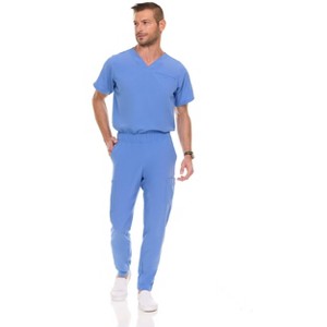 Medichic Men Scrubs Set - Stretch V-Neck Scrub Top with 7-Pocket Pants Workwear - 1 of 4