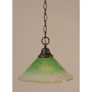 Toltec Lighting Any 1 - Light Pendant in  Dark Granite with 12" Kiwi Green Crystal Shade - 1 of 1