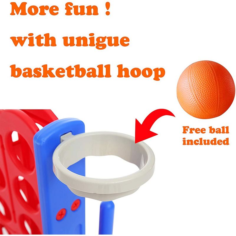 SDADI Giant 64 Inch 4-In-A-Row Hoop Connect Strategy Game and Basketball Indoor/Outdoor Family Fun Board for Toddlers, Kids, Adults, 4 of 7