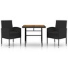 vidaXL 3 Piece Patio Dining Set Poly Rattan Black - 2 of 4