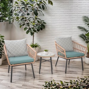 IULULU 3 Piece Patio Bistro Set, Wicker Chairs with Table & Cushions for Outdoor Spaces - 1 of 4