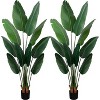 Boersma Artificial Bird of Paradise Plant Fake Banana Leaf Plant for Indoors and Outdoors, Faux Palm Tree with Plastic Pot for Office, 2 Pack - 2 of 4