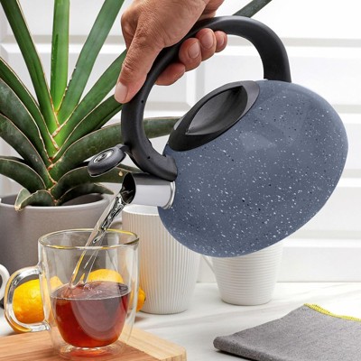 Granite Finish Stainless Steel Whistling Tea Kettle, 96 oz