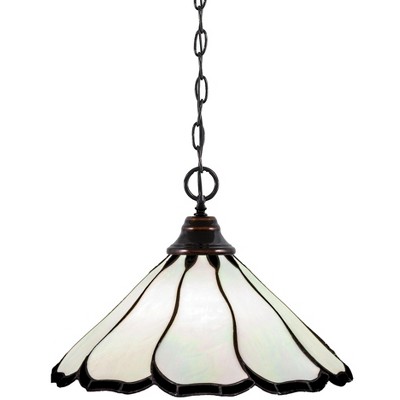 Toltec Lighting Any 1 - Light Pendant in  Black Copper with 16" Pearl & Black Flair Art Glass Shade