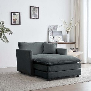 CAVINAS Comfy Deep Single Sofa, Seat Sofa Couch with 1 Toss Pillow, Upholstered Reading Armchair, Living Room Sofa Chair for Adult - 1 of 4