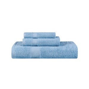 Modern Solid Classic Luxury Cotton 3 Piece Bath, Face, and Hand Towel Set by Blue Nile Mills - 1 of 4