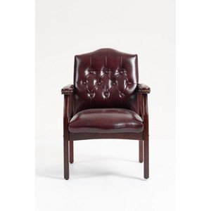 TiramisuBest Leather Reception Guest Chair,Ergonomic Mid-Back Executive Side Chair with Padded Seat for Office, Meeting, or Waiting, Black - 1 of 4