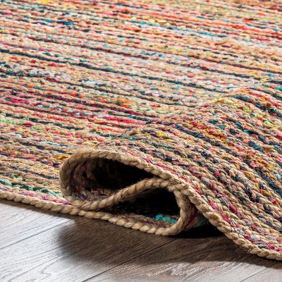 Handmade Multicolor 8x10 Cotton Jute Braided Area Rug