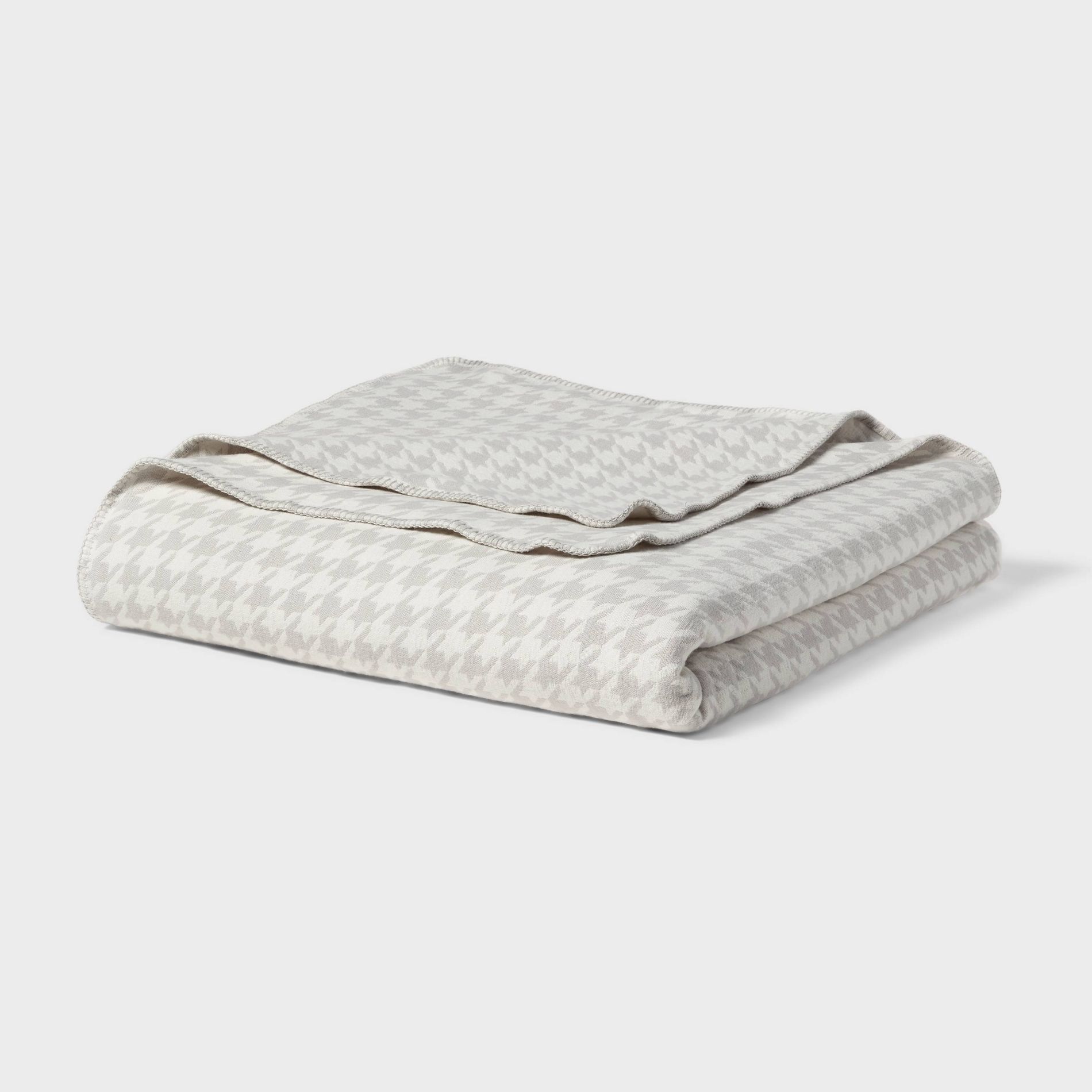 Full/Queen Brushed Cotton Blanket Gray Houndstooth - Threshold™