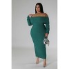 Slickblue Women's Plus Size Off-Shoulder Stretch Dress - Long Sleeve Bodycon in Bold Color and Size Options - 3 of 4