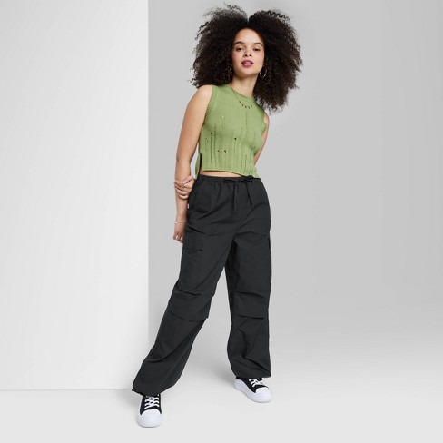 black parachute pants