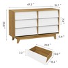 Resenkos Bevel Design 6 Drawer Double Dresser for Bedroom, Vintage Chest Beside Table for Closet, Nursery, Living Room, Natural&White Brown - 3 of 4