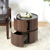 HDZNVF Double Layer Storage Round Side Table, Brown and Black - 2 of 4
