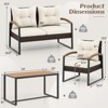 Tangkula 4 Piece Patio Conversation Set with Heavy Duty Solid Acacia Wood Armrests & Tabletop Outdoor Cushioned Wicker Furniture Set - 4 of 4