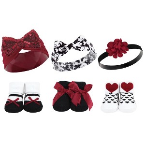 Hudson Baby Infant Girls Headband and Socks Giftset, Red Sequin, One Size - 1 of 4