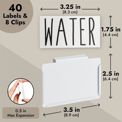 Talented Kitchen Talented Kitchen 8 Piece Metal Basket Labels Clip On Holders with 40 Labels, White Label Clips for Storage Bins