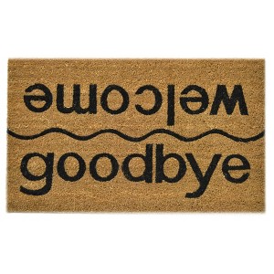 HomeRoots 18" X 30" Brown and Black Coir Welcome Good Bye Outdoor Door Mat - 1 of 4