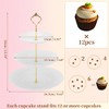 Unique Bargains 3 Tier Dessert Cupcake Stand Cup Cake Holder Tower White Gold Tone - 2 of 4