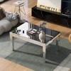 Mayeerty Modern Glass Mirrored Coffee Table, Cocktail Table with Crystal Design and Adjustable Height Legs, Silver - 2 of 4