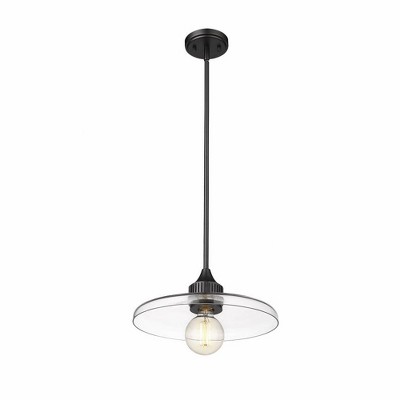 Matte Black and Nickel 14" Contemporary Indoor/Outdoor Pendant Light