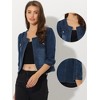 INSPIRE CHIC Women's Collarless Pockets 3/4 Sleeve Denim Jackets - 2 of 4