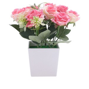 Unique Bargains Fake Plants Rose Plastic 2.95"x2.95"x7.48" 1 Pc - 1 of 4