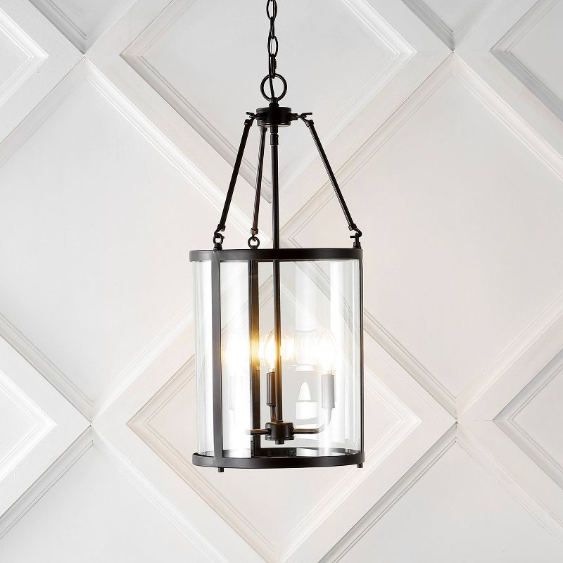12&#34; 3-Light Kinsley Industrial Farmhouse Iron/Glass LED Pendant Oil Rubbed Bronze/Clear - JONATHAN Y, 6 of 12