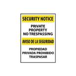 National Marker Private Property No Trespassing Bilingual 20X14 Rigid Plastic Information Sign