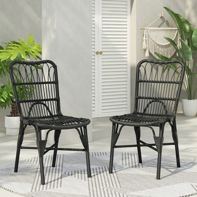 Durable Hand-Woven Rattan Patio Chair Set with Sturdy Iron Frame, 400lbs Capacity, Weather-Resistant, No Assembly Required-Coolbibila