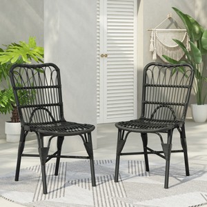 Durable Hand-Woven Rattan Patio Chair Set with Sturdy Iron Frame, 400lbs Capacity, Weather-Resistant, No Assembly Required-Coolbibila - 1 of 4